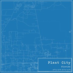 Fototapeta premium Blueprint US city map of Plant City, Florida.