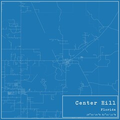 Blueprint US city map of Center Hill, Florida.