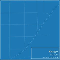 Blueprint US city map of Mango, Florida.