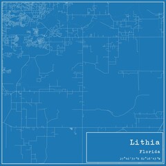 Fototapeta premium Blueprint US city map of Lithia, Florida.