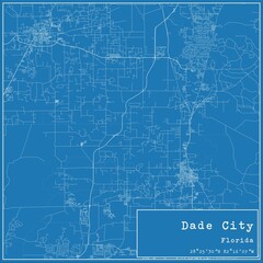 Blueprint US city map of Dade City, Florida.