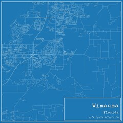 Blueprint US city map of Wimauma, Florida.