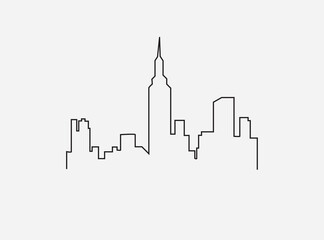 Continues line drawing of Chicago skyline vector illustration 