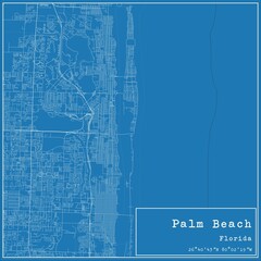 Blueprint US city map of Palm Beach, Florida.