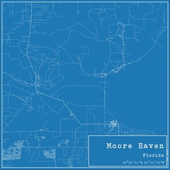 Fototapeta premium Blueprint US city map of Moore Haven, Florida.