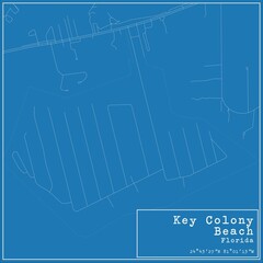 Blueprint US city map of Key Colony Beach, Florida.