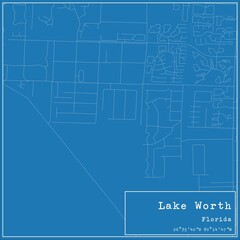 Blueprint US city map of Lake Worth, Florida.