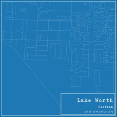 Blueprint US city map of Lake Worth, Florida.