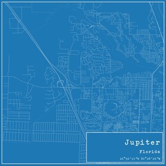 Blueprint US city map of Jupiter, Florida.