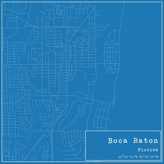 Blueprint US city map of Boca Raton, Florida.