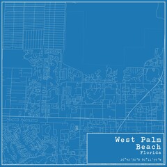 Blueprint US city map of West Palm Beach, Florida.
