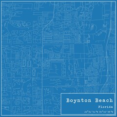 Blueprint US city map of Boynton Beach, Florida.