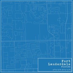 Blueprint US city map of Fort Lauderdale, Florida.