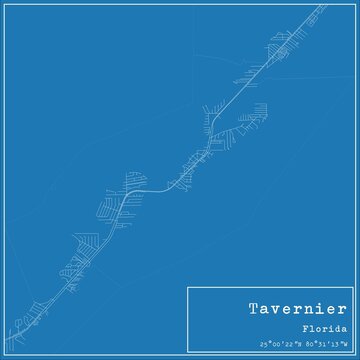 Blueprint US City Map Of Tavernier, Florida.