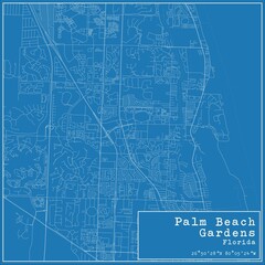 Blueprint US city map of Palm Beach Gardens, Florida.