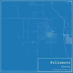 Blueprint US city map of Fellsmere, Florida.