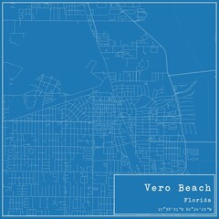 Blueprint US city map of Vero Beach, Florida.