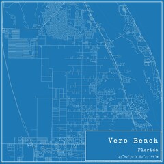 Blueprint US city map of Vero Beach, Florida.