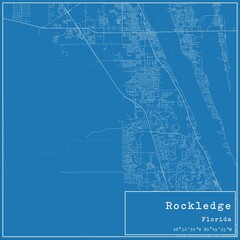 Blueprint US city map of Rockledge, Florida.