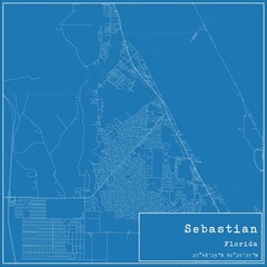 Blueprint US city map of Sebastian, Florida.