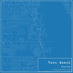Blueprint US city map of Vero Beach, Florida.