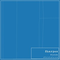 Blueprint US city map of Sharpes, Florida.