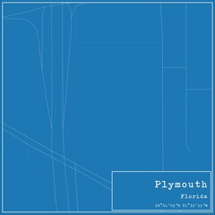 Blueprint US city map of Plymouth, Florida.