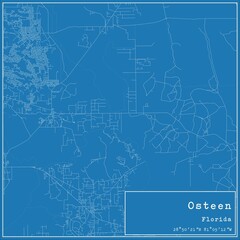 Blueprint US city map of Osteen, Florida.