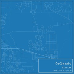 Blueprint US city map of Orlando, Florida.