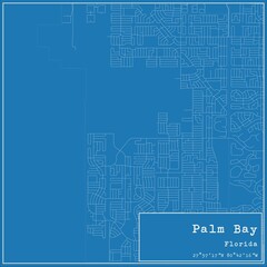 Blueprint US city map of Palm Bay, Florida.