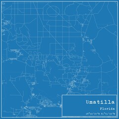 Blueprint US city map of Umatilla, Florida.