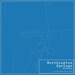 Fototapeta premium Blueprint US city map of Worthington Springs, Florida.
