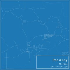 Blueprint US city map of Paisley, Florida.