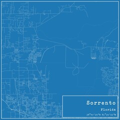Blueprint US city map of Sorrento, Florida.