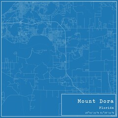 Blueprint US city map of Mount Dora, Florida.