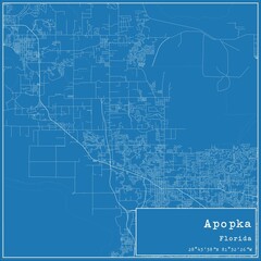 Blueprint US city map of Apopka, Florida.