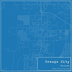 Blueprint US city map of Orange City, Florida.