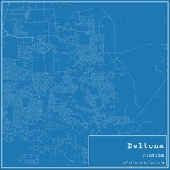 Blueprint US city map of Deltona, Florida.