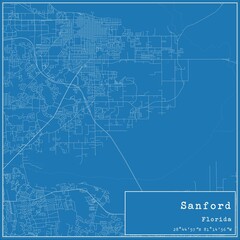 Blueprint US city map of Sanford, Florida.