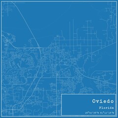 Blueprint US city map of Oviedo, Florida.