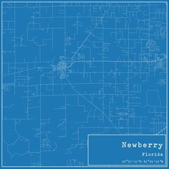 Blueprint US city map of Newberry, Florida.