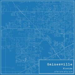 Blueprint US city map of Gainesville, Florida.