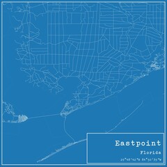 Blueprint US city map of Eastpoint, Florida.