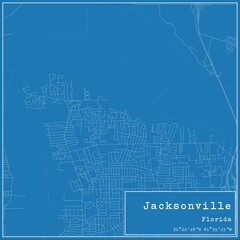 Fototapeta premium Blueprint US city map of Jacksonville, Florida.