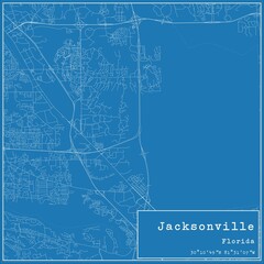 Blueprint US city map of Jacksonville, Florida.
