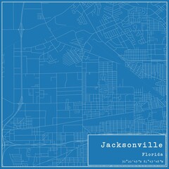 Blueprint US city map of Jacksonville, Florida.