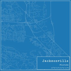 Blueprint US city map of Jacksonville, Florida.