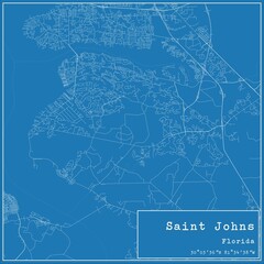 Blueprint US city map of Saint Johns, Florida.