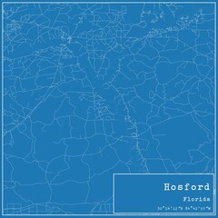 Blueprint US city map of Hosford, Florida.