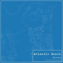 Blueprint US city map of Atlantic Beach, Florida.